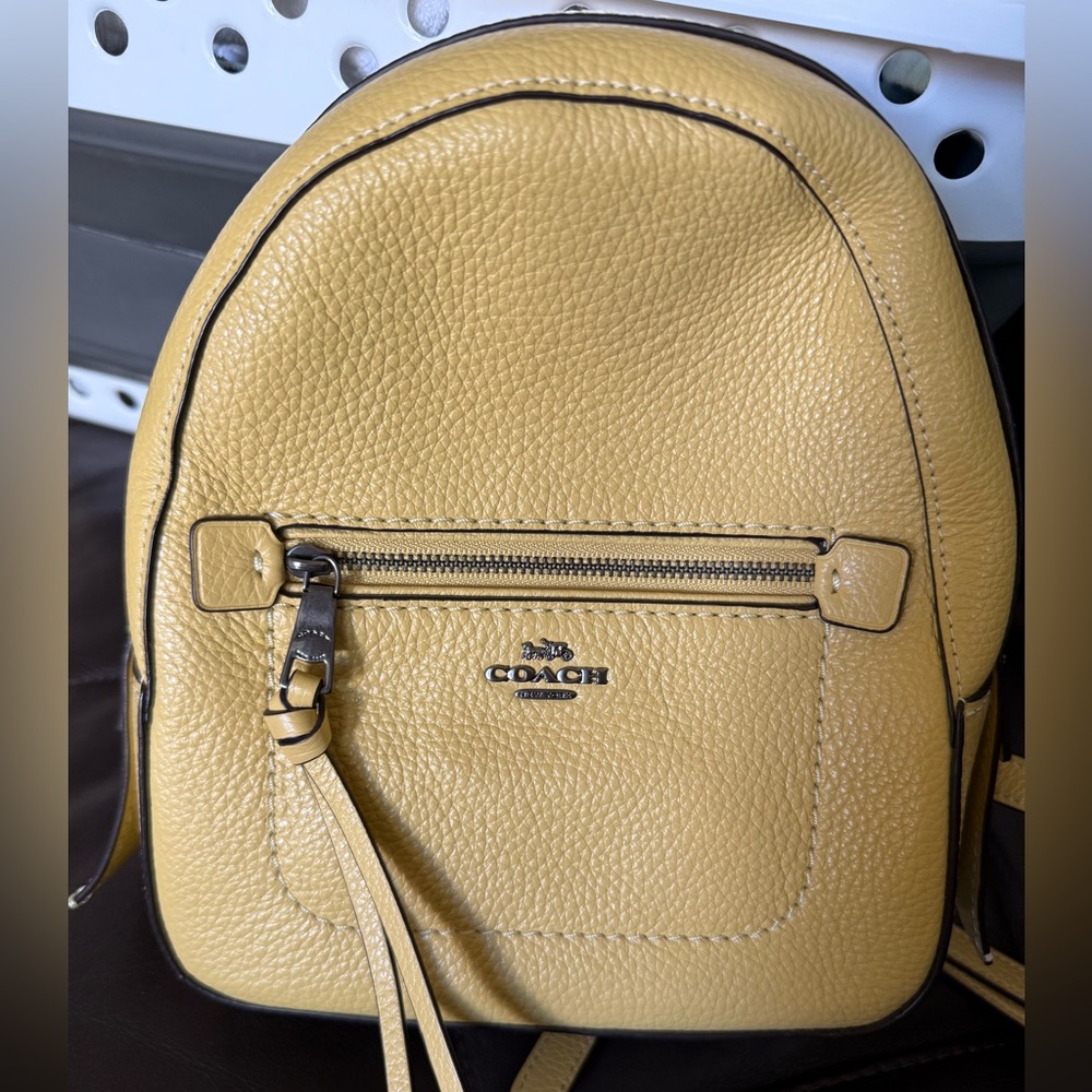Coach Andi Mini Backpack Yellow Purse 2 way Handbag Daypack Pebbled Leather Tote - Picture 4 of 14